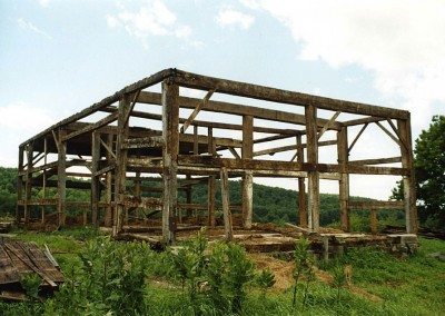 Scottish Barn frame before restoration, 2000, Photograph Constance Kheel