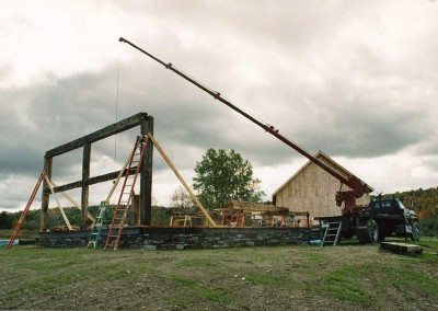 Scottish Barn frame during restoration, 2003, Photograph by Constance Kheel