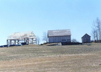 Historic Barns of Nipmoose during restoration, 2004, Photograph by Constance Kheel