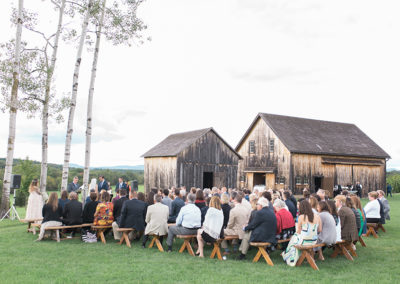 The apsen grove adjacent to the barns is a popular ceremony spot