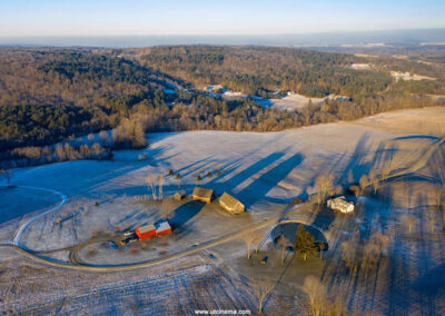 Aerial view of Historic Barns of Nipmoose, Photograph by UT Cinema