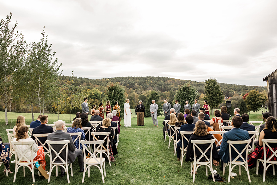 Outdoor wedding ceremony at Nipmoose, Tracey Buyce Photography